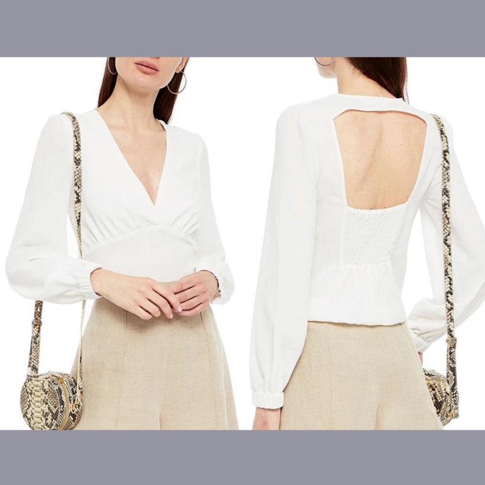 NEW ba&sh‎ [ Small ] Mwetty Back Cutout Long Sleeve Top Off-White